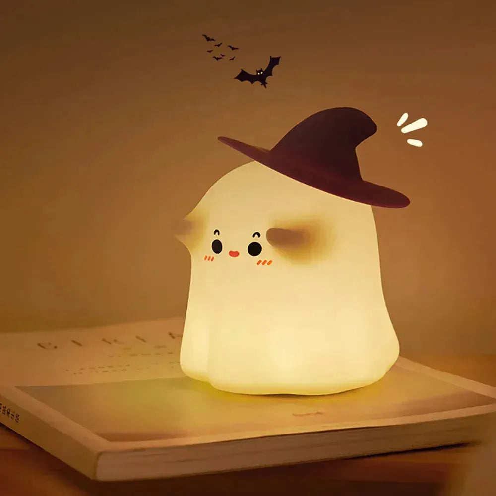 Rustic - Style Night Lamps with Wooden AccentsNight Lamps with Adjustable Angles for Directed LightingCute 3D Ghost Silicone Night Lamp