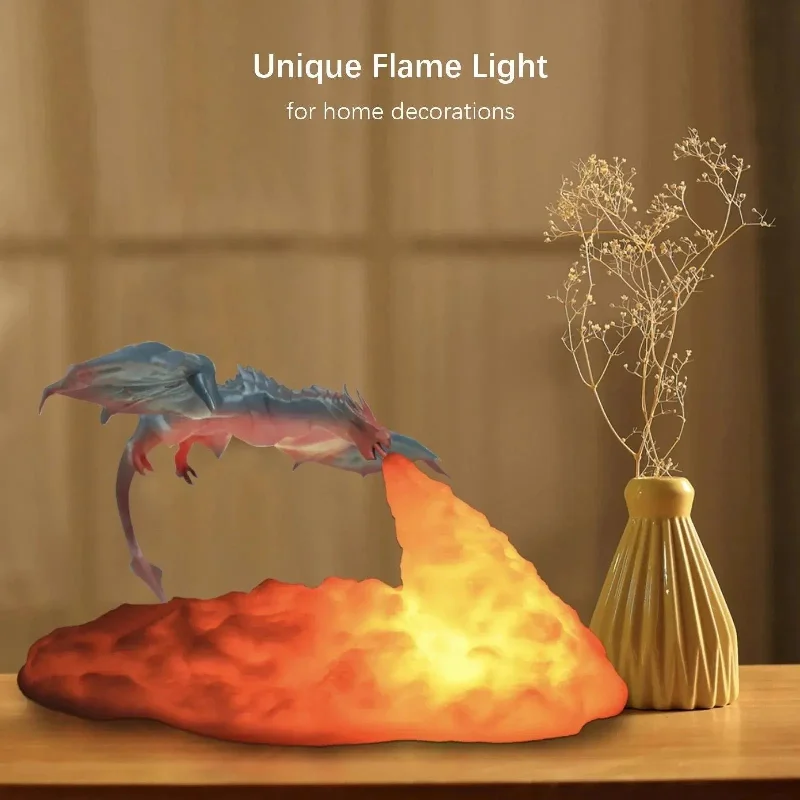 Rustic - Style Night Lamps with Wooden AccentsNight Lamps with Anti - Glare Features for Eye Comfort3D Flying Fire and Frost Dragon Night Light