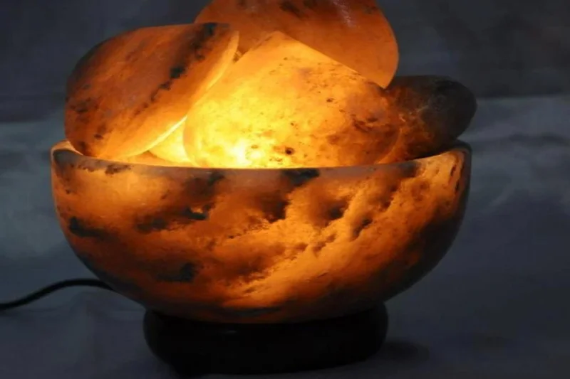 Salt Lamps with a Hand - Carved Design for a Unique and Artisanal LookFire bowl grey colour