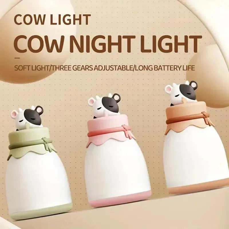 Industrial - Look Night Lamps with Exposed BulbsNight Lamps with Anti - Glare Features for Eye ComfortMilk Drinking Cow Night Lamp