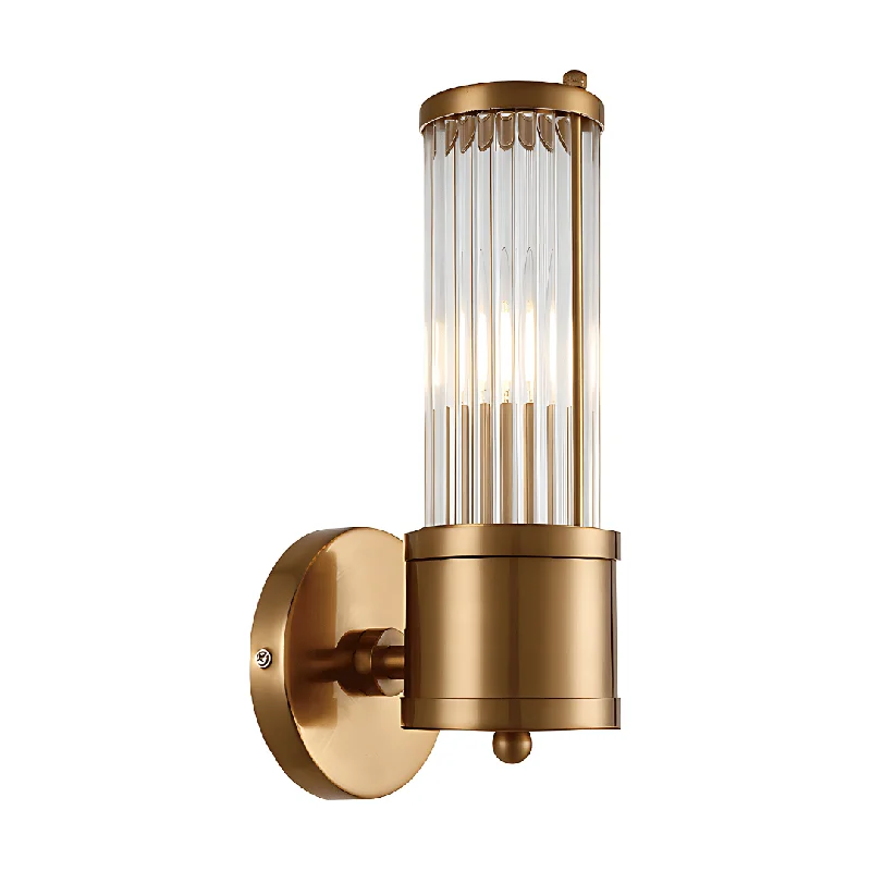 Salt Lamps with a Stand - Alone Design for a Statement Piece in a RoomRÄFFLAD Ribbed Glass with Antique Brass Finish Wall Light