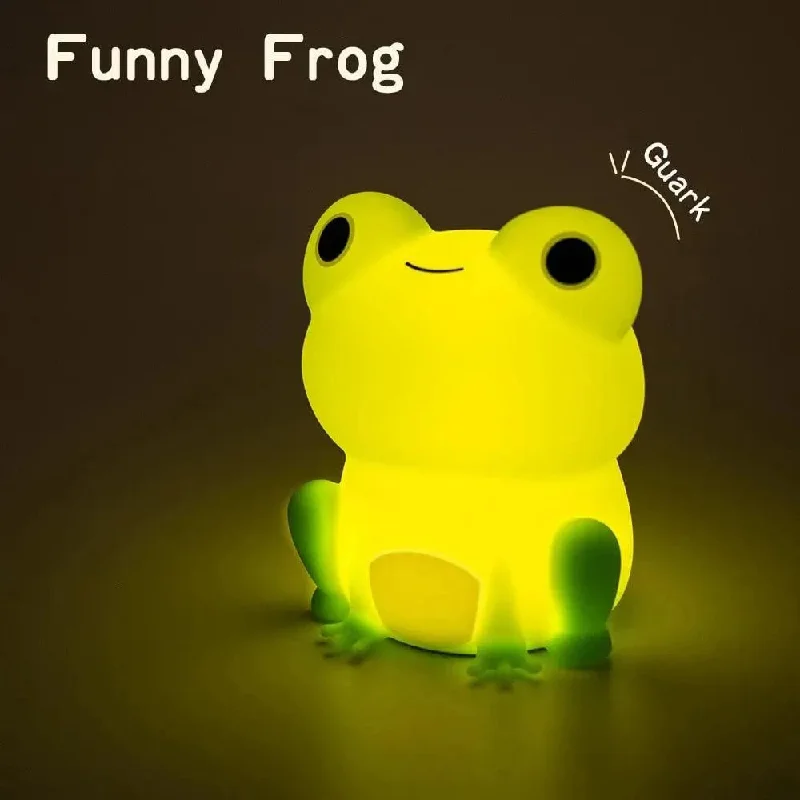 Modern Minimalist Night Lamps for Contemporary BedroomsNight Lamps with Memory Function for Preferred Lighting SettingsCute Frog Soft Silicone Lamp