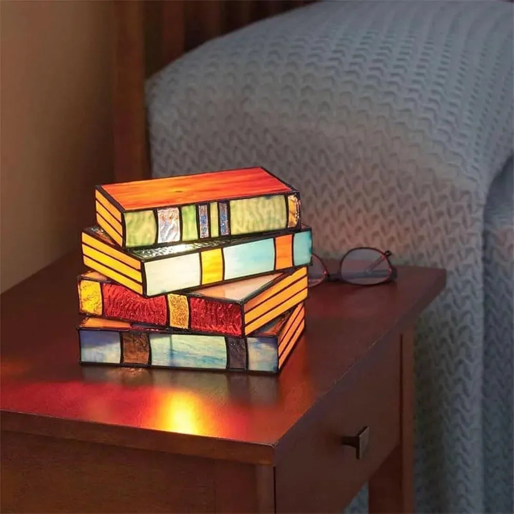 Industrial - Look Night Lamps with Exposed BulbsNight Lamps with Anti - Glare Features for Eye ComfortStacked Books Decor Lamp