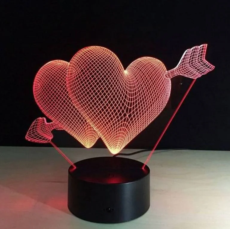 Bohemian - Decorated Night Lamps for Eclectic InteriorsNight Lamps with Adjustable Angles for Directed Lighting3D Love Heart Valentine Led Night Lamp