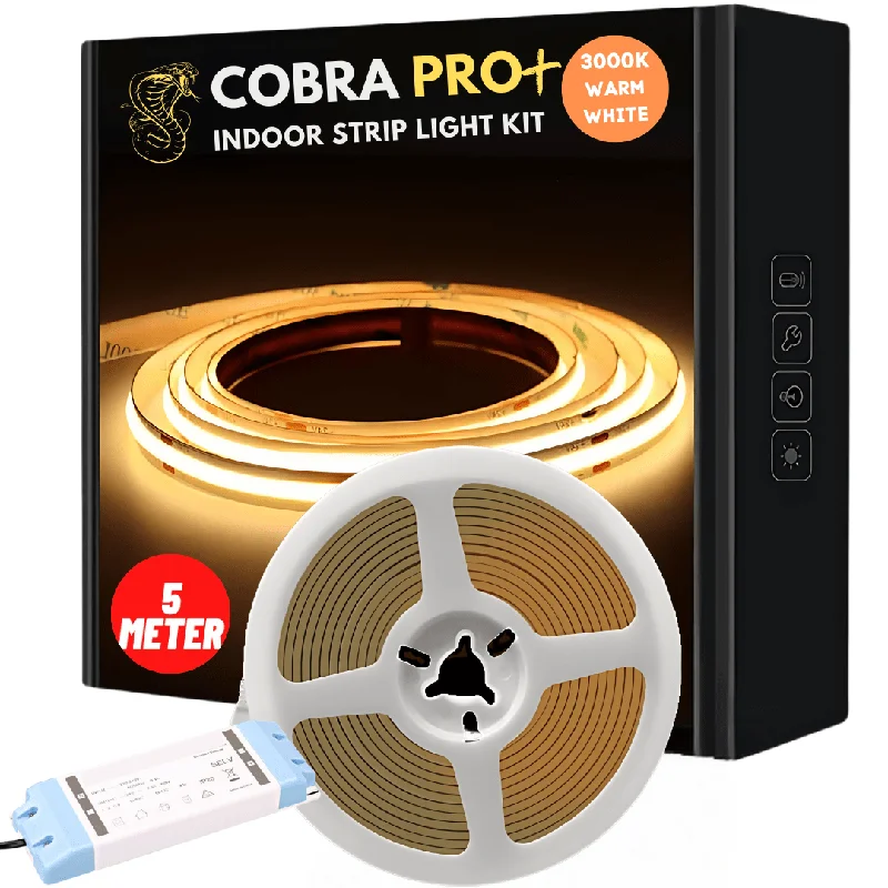 Salt Lamps with a Wooden Base for a Rustic and Natural Aesthetic5 meter COBRA Pro Plus 75W Dotless LED Strip Kit - Warm White