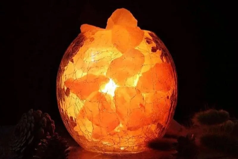 Salt Lamps with a Crystal - Clear Finish for a Pure and Elegant LookGlass Bowl Lamp with Salt Crystals