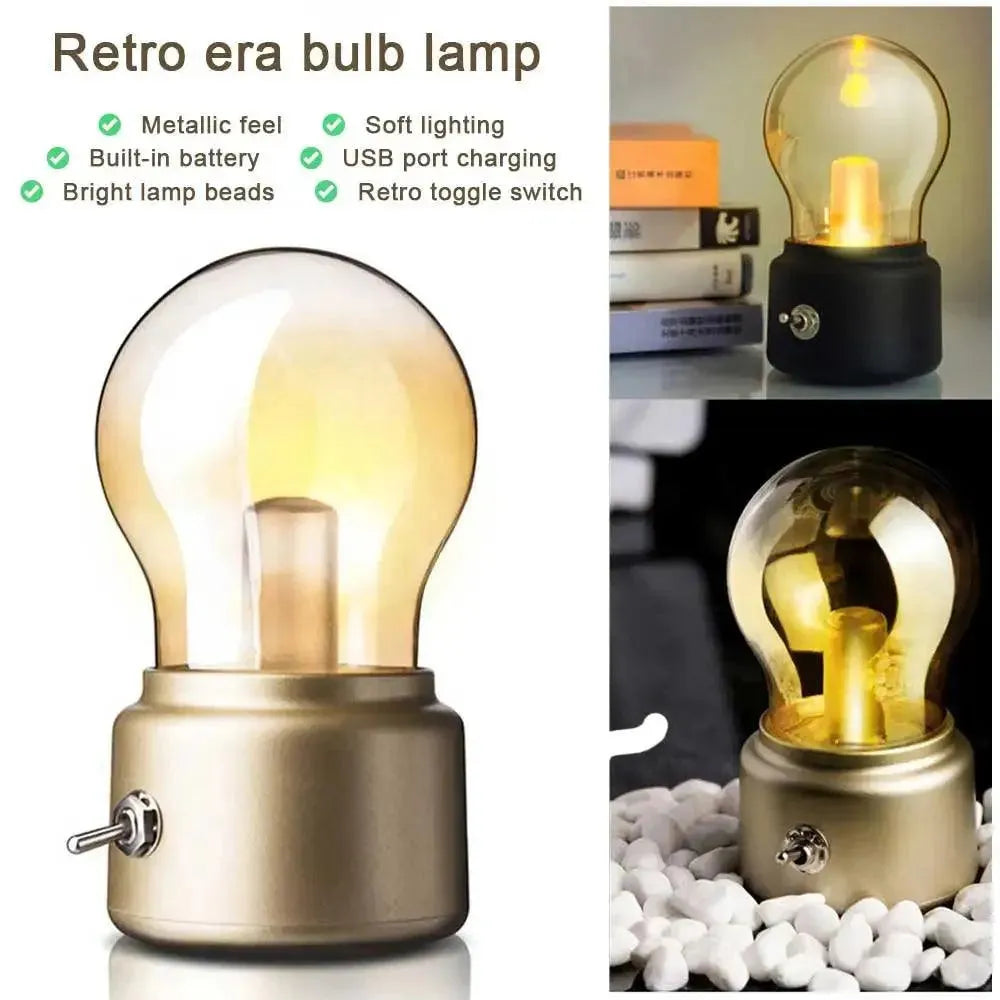 Scandinavian - Designed Night Lamps for a Simple AestheticNight Lamps with Memory Function for Preferred Lighting SettingsCreative Retro Lamp Bulb Night Light