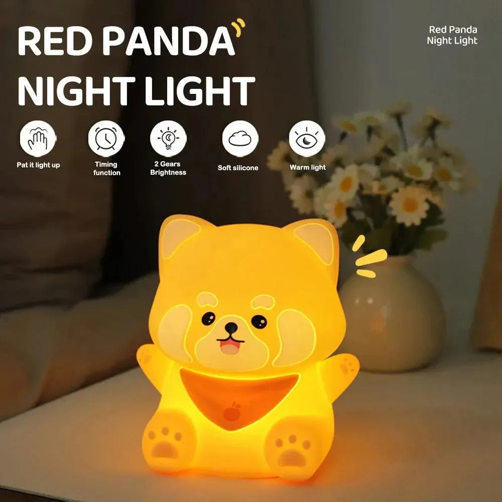 Rustic - Style Night Lamps with Wooden AccentsNight Lamps with Memory Function for Preferred Lighting SettingsCute Red Panda Night Lamp