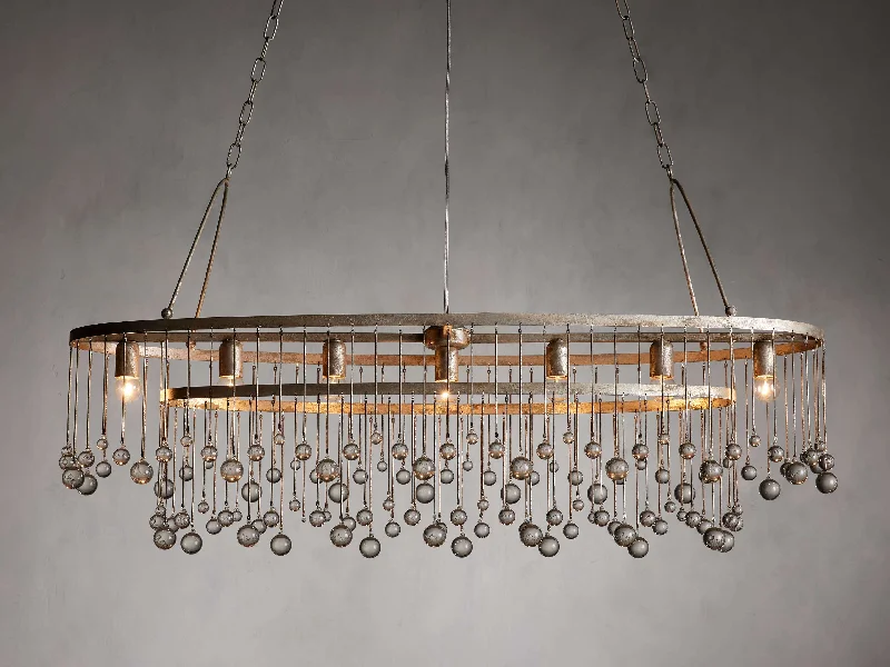 Chandeliers with Metal Frames in Copper FinishChandelier with Adjustable Hanging Height for Different Ceiling HeightsAubrey 7 Light Oval Chandelier