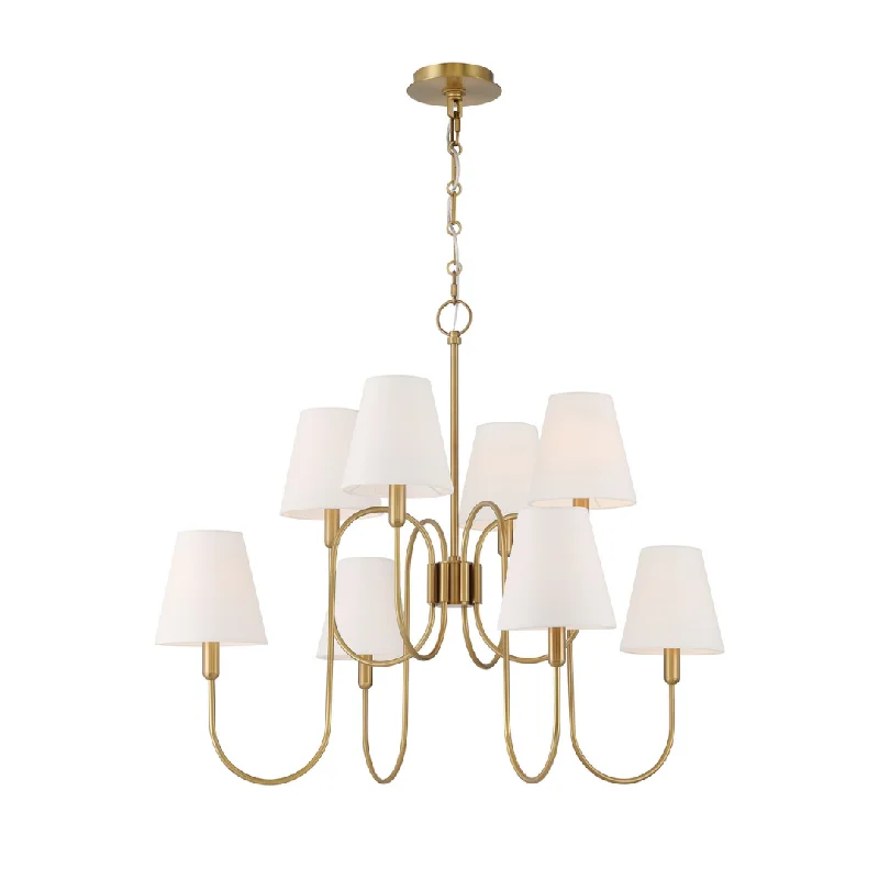 Mid - Century Modern Chandeliers for Vintage AppealChandelier for Renters Who Want to Upgrade Their LightingAurora 8 Light Chandelier - Aged Brass