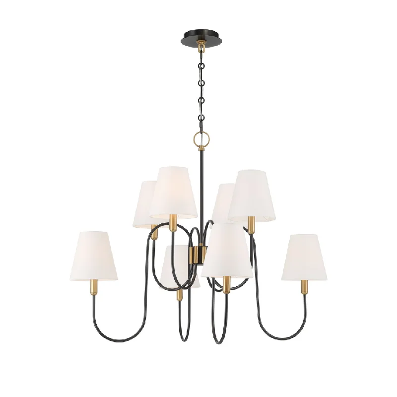 Small Chandeliers for Compact RoomsChandelier for Hotel Owners to Enhance Their Guest ExperienceAurora 8 Light Chandelier - Black & Brass