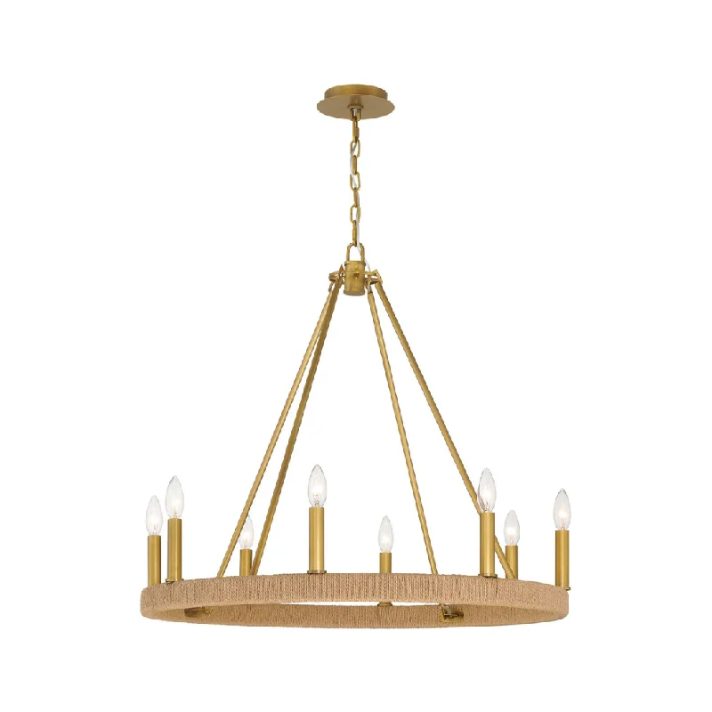 Chandeliers with Dimmable Lights for Ambiance ControlLuxury Chandelier for High - Net - Worth IndividualsCalypso 8 Light Chandelier - Brass & Jute