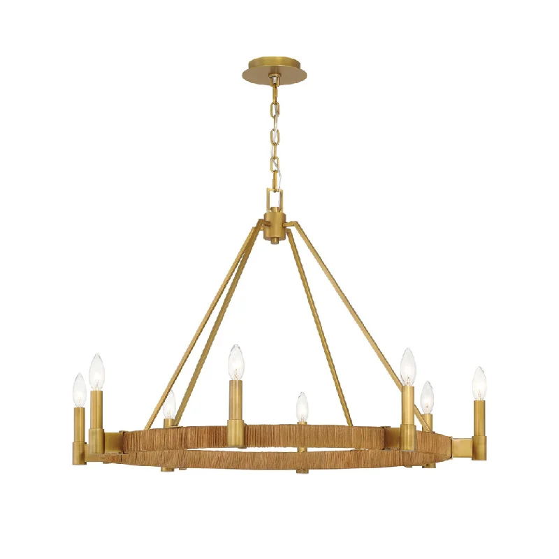 Incandescent Chandeliers for a Warm and Traditional GlowChandelier for Wedding Venues to Create a Magical AtmosphereCalypso 8 Light Chandelier - Brass & Rattan