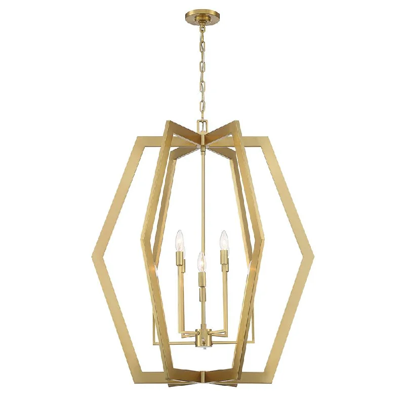 Modern Crystal Chandeliers for Contemporary HomesEnergy - Saving Chandelier with LED BulbsHex Foyer Chandelier - Brass