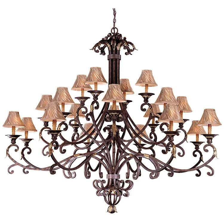 Chandeliers with Metal Frames in Black FinishChandelier with Adjustable Hanging Height for Different Ceiling HeightsZaragoza Twenty-Light Three-Tier Chandelier