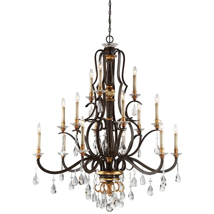 Chandeliers with Metal Frames in Copper FinishChandelier with a Timer Function for ConvenienceChateau Nobles Fifteen-Light Three-Tier Chandelier