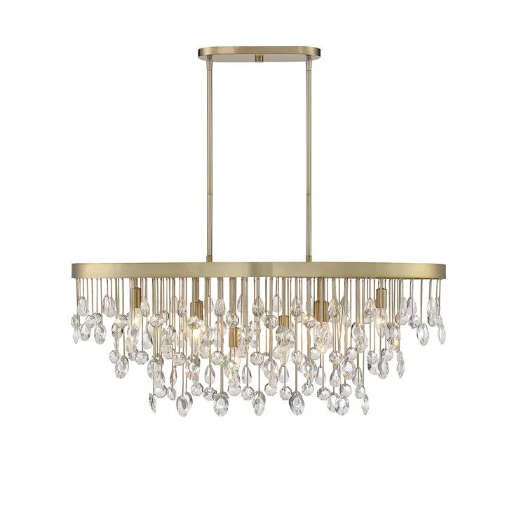 Chandeliers with Metal Frames in Gold FinishChandelier for Proms and School Dances to Create a Sparkling EnvironmentLivorno Eight-Light Linear Chandelier