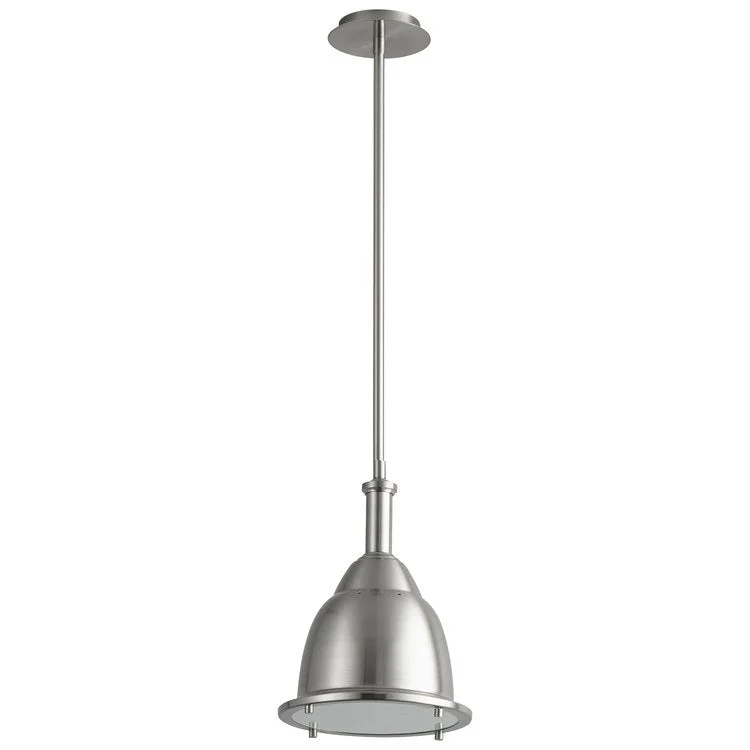 Mid - Century Modern Ceiling Lights with Simple, Sleek LinesGlass Chandeliers with Frosted GlassRuvo Single-Light 24-Watt LED Pendant - Satin Nickel