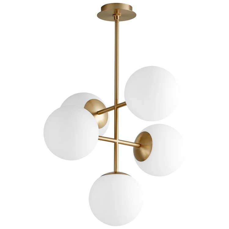 Retro Ceiling Lights Inspired by the 1950s and 1960s DesignBrass Chandeliers with Antique FinishNebula Five-Light 8" LED Pendant - Aged Brass