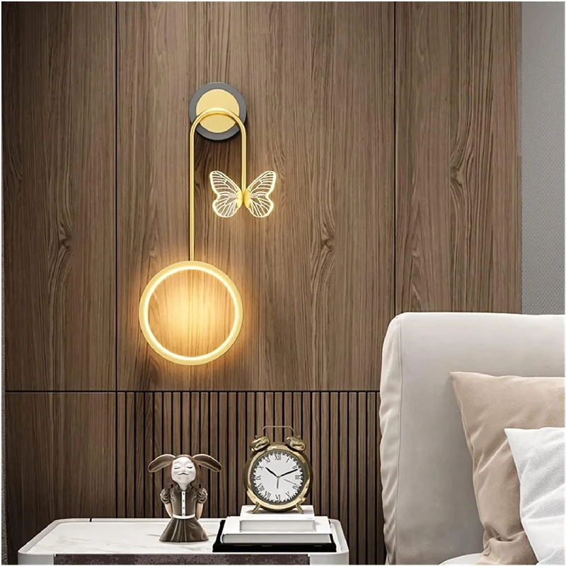 rustic farmhouse wall lamps with wooden accents for cozy bedroomsMarble Base Wall Lamp for a Touch of LuxuryFloating Butterfly Bedside LED Wall Lamp (B5295)