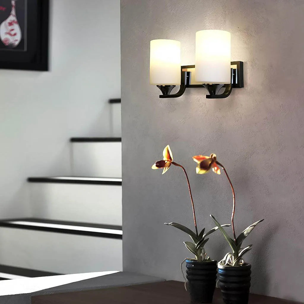 art deco wall lamps with geometric patterns for a retro - inspired bathroomWhite Wall Lamp for a Clean and Crisp Look in Any RoomDuo Chic Frosted Shade Indoor Wall Light (50238/31458)