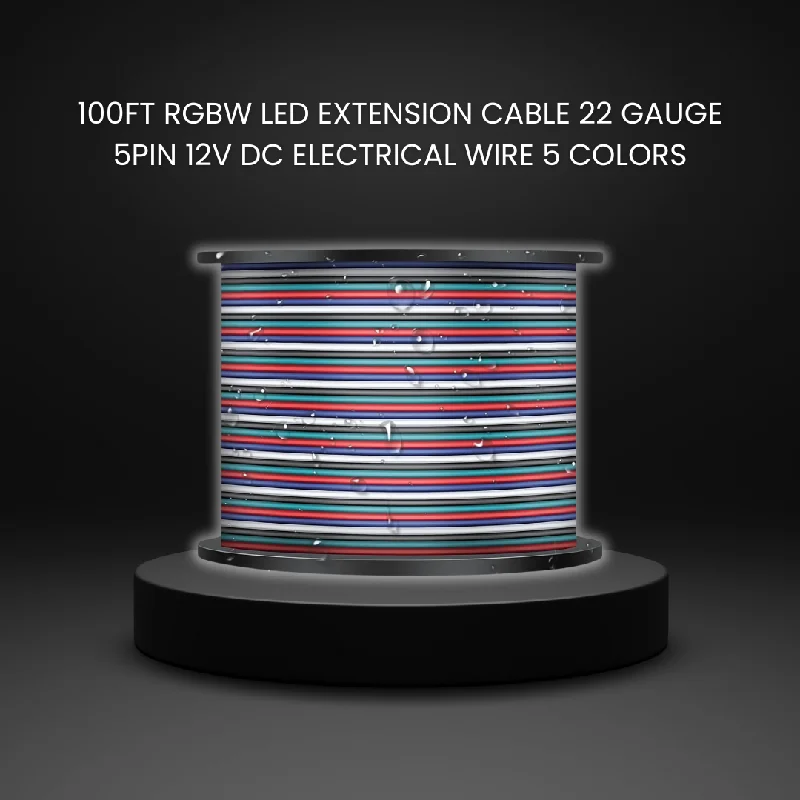 String Lights with a Vintage - Style Bulb for a Nostalgic Look100ft RGBW LED Extension Cable 22 Gauge 5Pin 12V-24V DC Electrical Wire 5 Colors 22AWG Wires with 10PCS Heat-shrinkable Tubes for RGBW 3528 5050 Led Strip