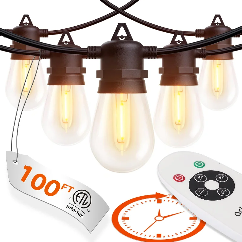 String Lights with a Timer Function for Automatic On/Offaddlon 100FT(2-Pack*50FT) LED Outdoor String Lights Timer Control