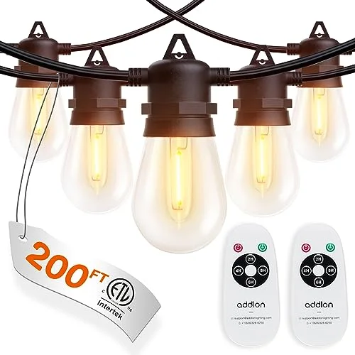 String Lights with a Warm White Glow for a Cozy and Inviting Ambianceaddlon 200FT(4-Pack*50FT) LED Outdoor String Lights with Timer