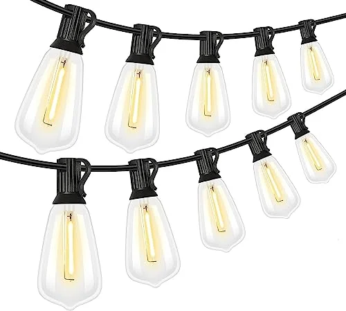 Outdoor String Lights with Weather - Resistant Materials for Patio and Garden Useaddlon Outdoor String Lights 150FT, ST38 String Lights for Outside with 45+3 Shatterproof LED Bulbs