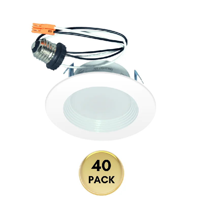 Waterproof Recessed Lights for Wet Areas like ShowersAH Lighting 4" 40 Pack - LED Selectable 5CCT 9W Recessed Baffled Retrofit Kit Reflector