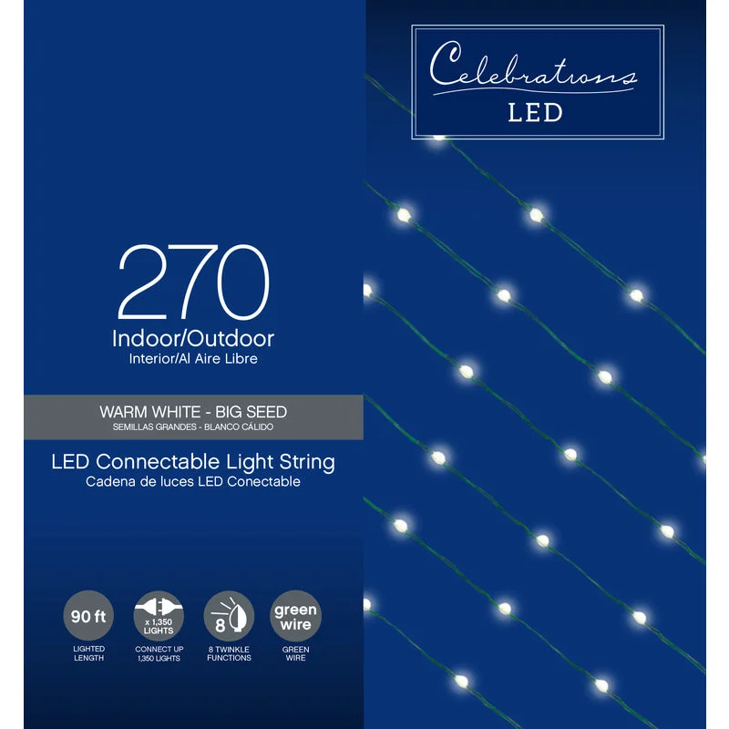 String Lights with a Fairy - Light Design for a Magical Look in BedroomsCelebrations LED Micro Dot/Fairy Clear/Warm White 270 ct String Christmas Lights 90 ft.