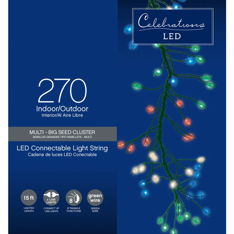 String Lights with a Timer Function for Automatic On/OffCelebrations LED Micro Dot/Fairy Multicolored 270 ct String Christmas Lights 15 ft.