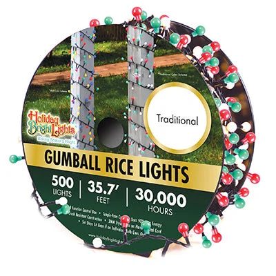 String Lights with a Vintage - Style Bulb for a Nostalgic LookLED Gumball Cluster Rice Lights, 35.5-Ft., Traditional Multi, 500-Ct.