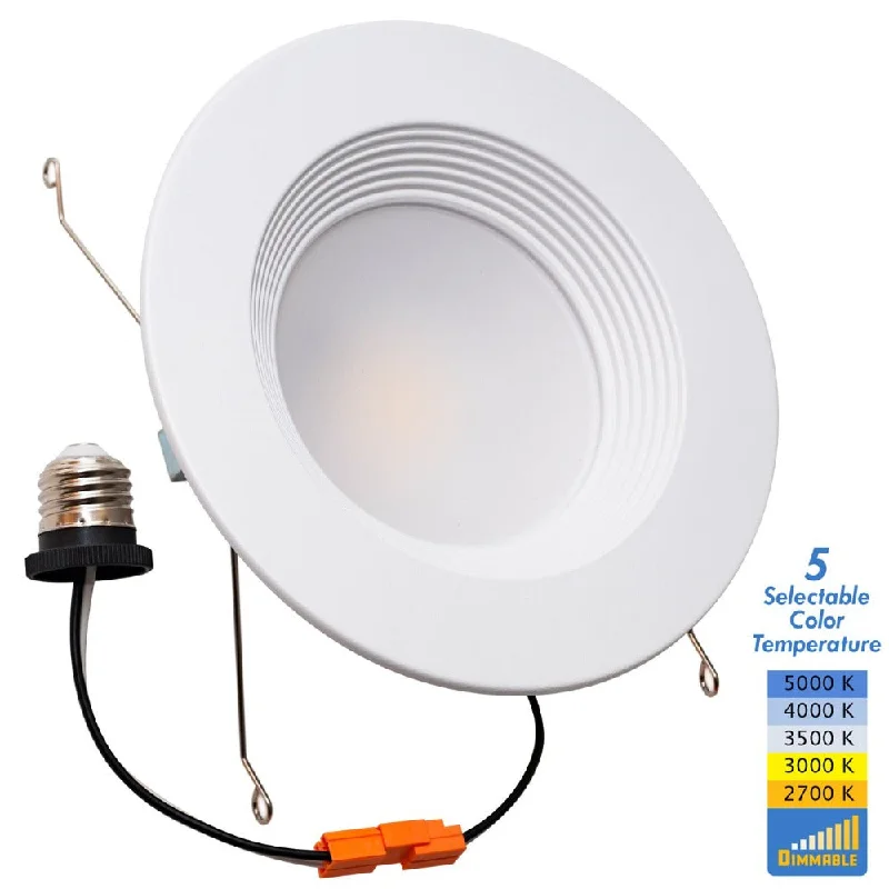 Clear Lens Recessed Lights for Focused IlluminationLED 5-6" LED Recessed Downlight Retrofit - 1100 lumens - 120W Equal (14W)  - Dimmable- 5 Colors Selectable - 120V