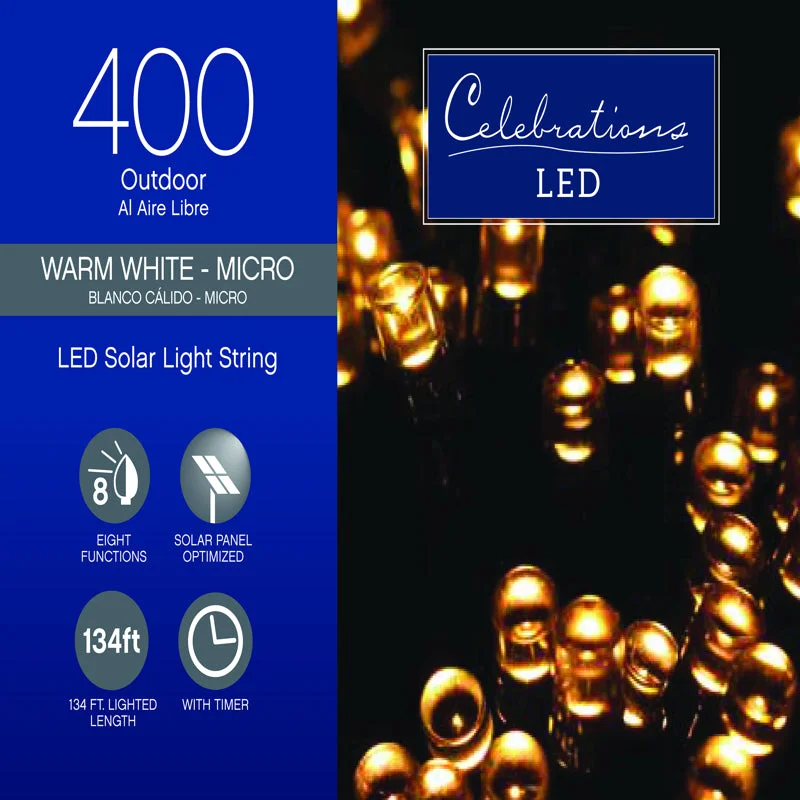 String Lights with a Dimmable Feature for Customizable Lighting IntensityCelebrations LED Micro/5mm Clear/Warm White 400 ct String Christmas Lights 134 ft.