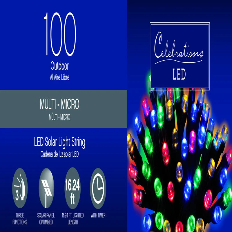 String Lights with a Battery - Operated Option for Portable and Wireless UseCelebrations LED Micro/5mm Multicolored 100 ct String Christmas Lights 16.24 ft.