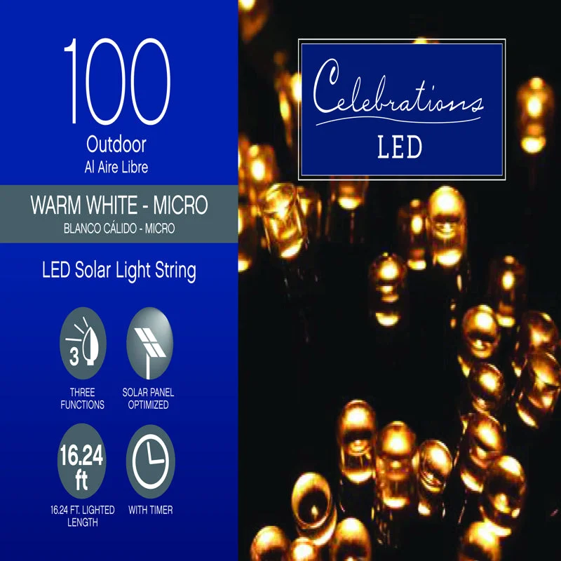 Color - Changing String Lights for a Festive and Dynamic Lighting AtmosphereCelebrations LED Micro/5mm Clear/Warm White 100 ct String Christmas Lights 16.24 ft.